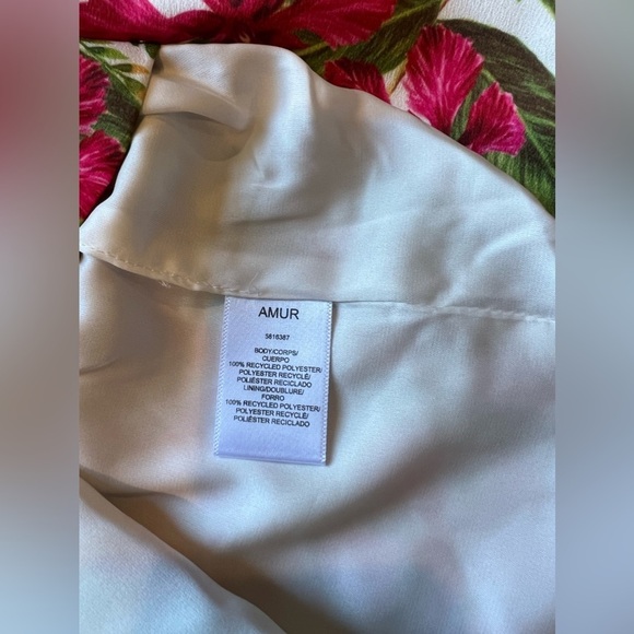 AMUR Womens Dress Deborah Tropical Floral Print Midi Ruffle High Low Size 10 - Picture 15 of 16